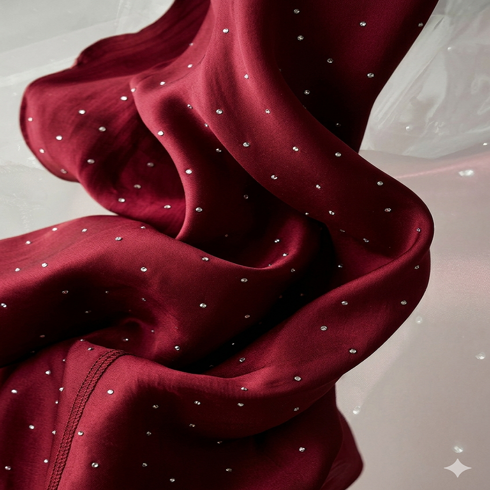Luxury Satin Diamante Hijab – Elegant Sparkle Scarf