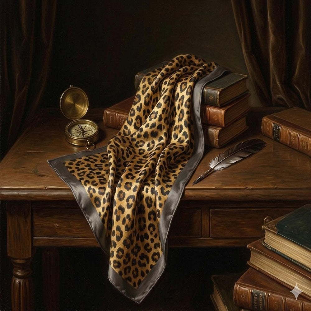 Luxury Silk Leopard Print Hijab – Brown & Black