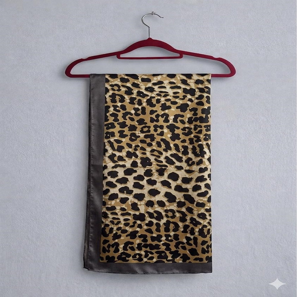 Luxury Silk Leopard Print Hijab – Brown & Black