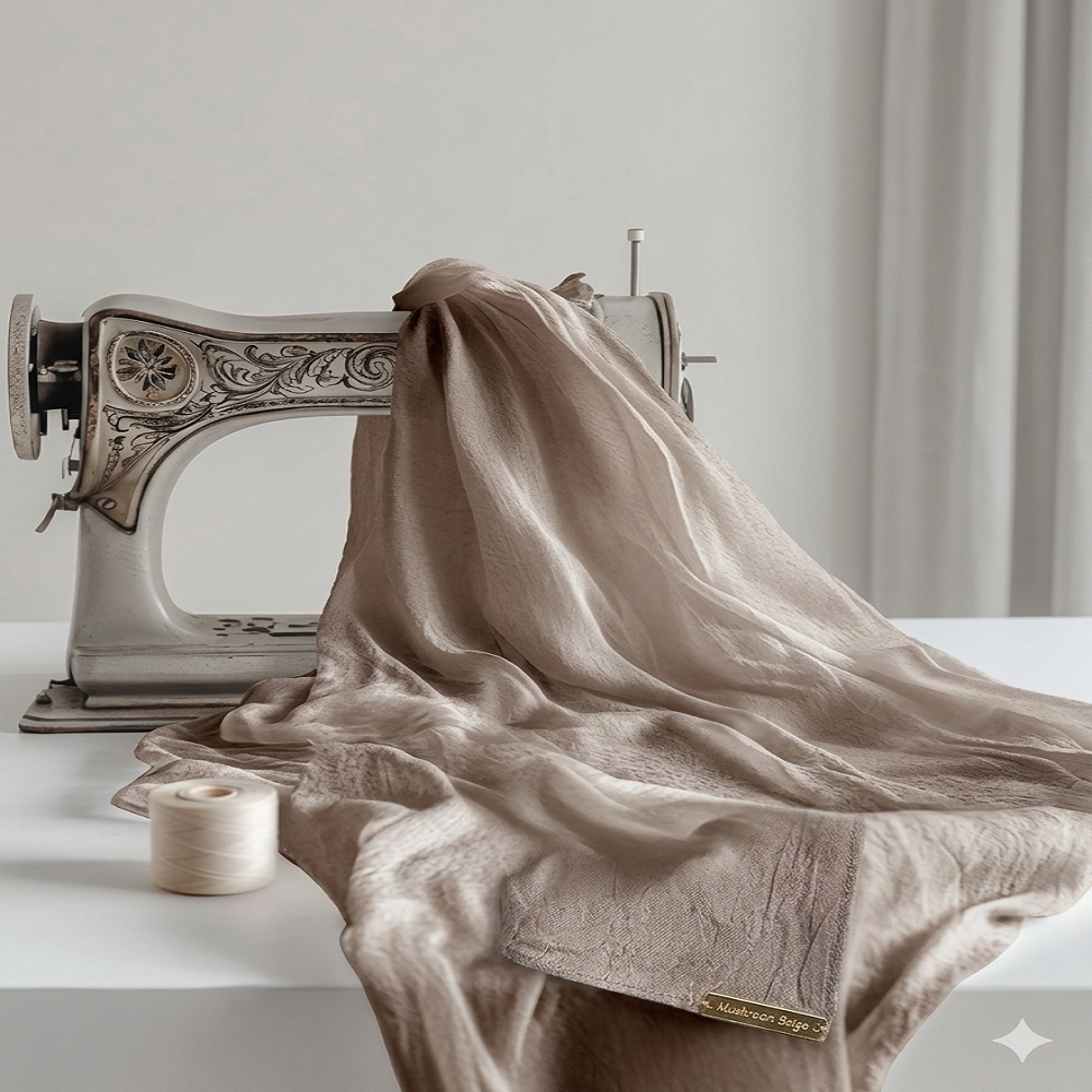 Luxury Silky Crinkle Hijab – Soft Taupe Neutral Shade