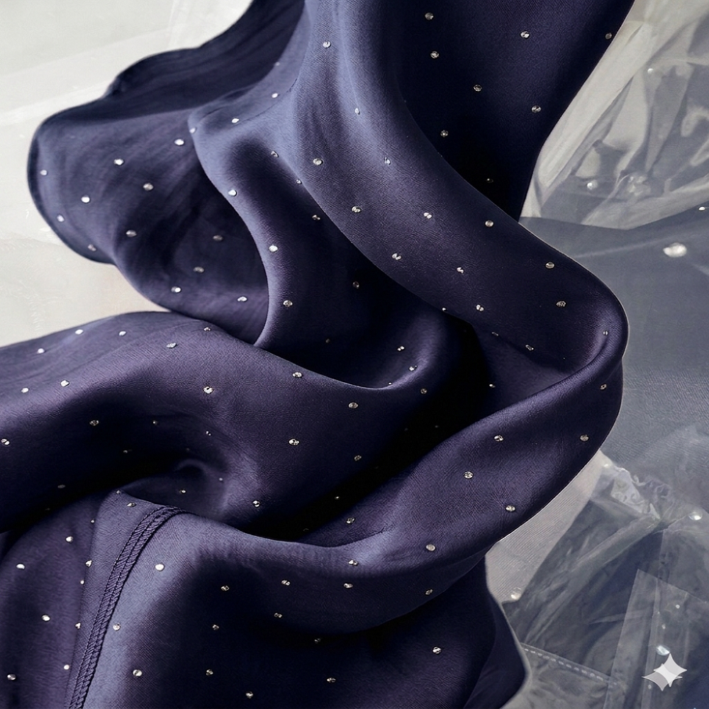 Luxury Satin Diamante Hijab – Elegant Sparkle Scarf