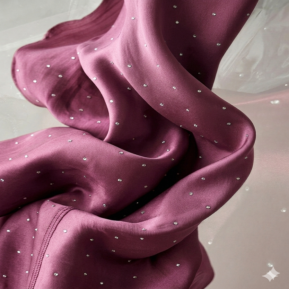 Luxury Satin Diamante Hijab – Elegant Sparkle Scarf