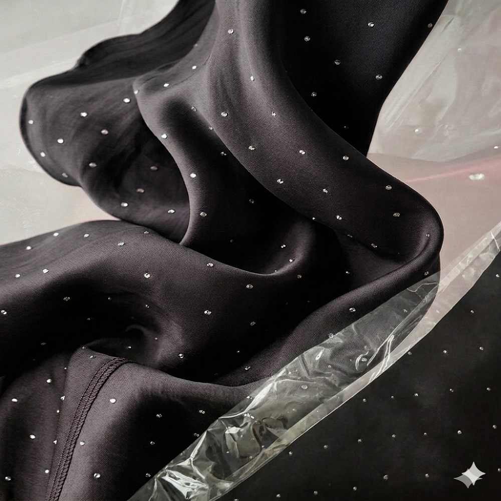 Luxury Satin Diamante Hijab – Elegant Sparkle Scarf