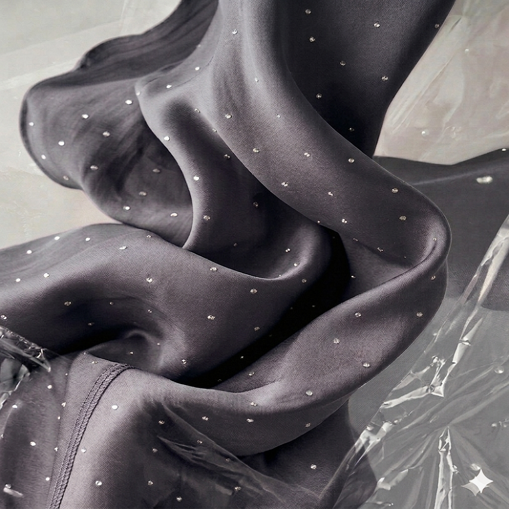 Luxury Satin Diamante Hijab – Elegant Sparkle Scarf