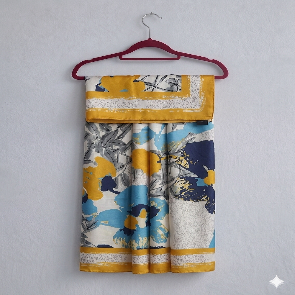 Modern Abstract Floral Silk Scarf – Luxury Multicolor Statement Wrap