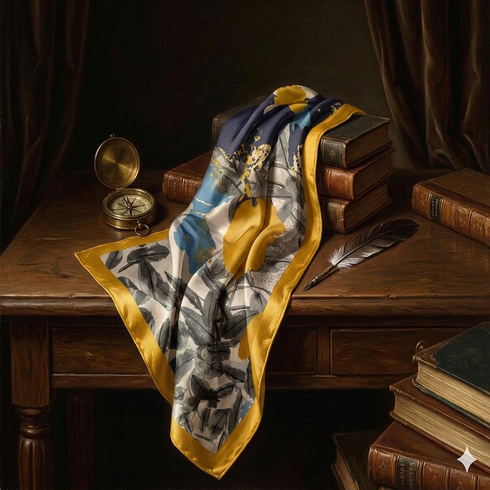 Modern Abstract Floral Silk Scarf – Luxury Multicolor Statement Wrap