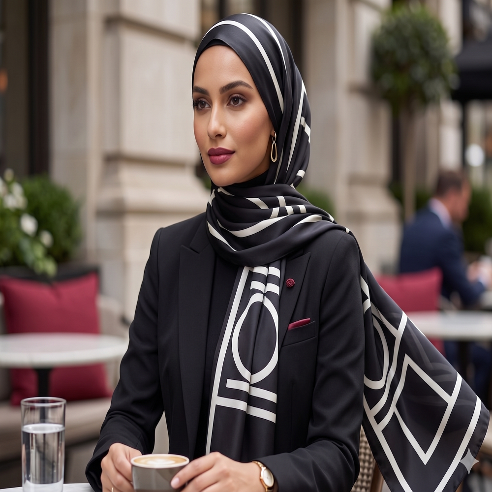 Premium SILK Hijab -Geometrical