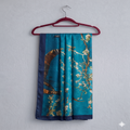 Luxury Teal Blossom Silk Scarf – Elegant Artistic Print Wrap