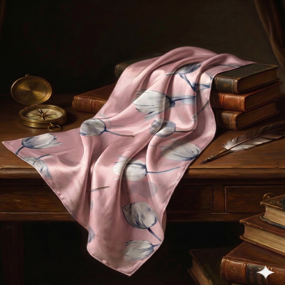 Elegant Pink Floral Silk Scarf – Soft Luxury Wrap for All Seasons